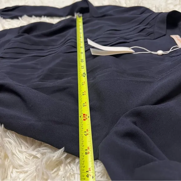 Tory Burch Women’s V Neck Long Sleeve Dress Knee Length 4 Navy Blue Quiet Luxury
