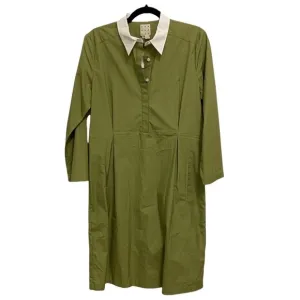 Trademark Green Minimalist Long Sleeve Button Front Collared Dress NWT