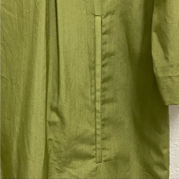 Trademark Green Minimalist Long Sleeve Button Front Collared Dress NWT