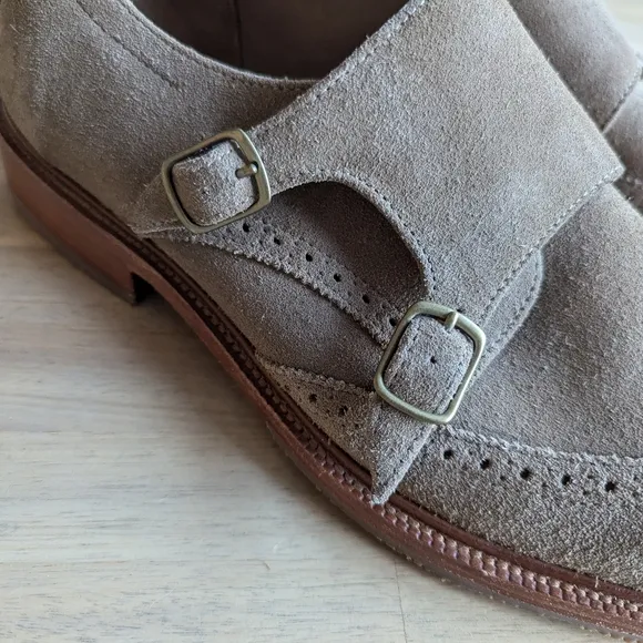Trask Double Monk Strap Suede Men's Dress Shoes