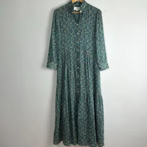 Trovata Birds of Paradis Tiered Maxi Pairie Dress SM Ramie Cotton Luxury Modest