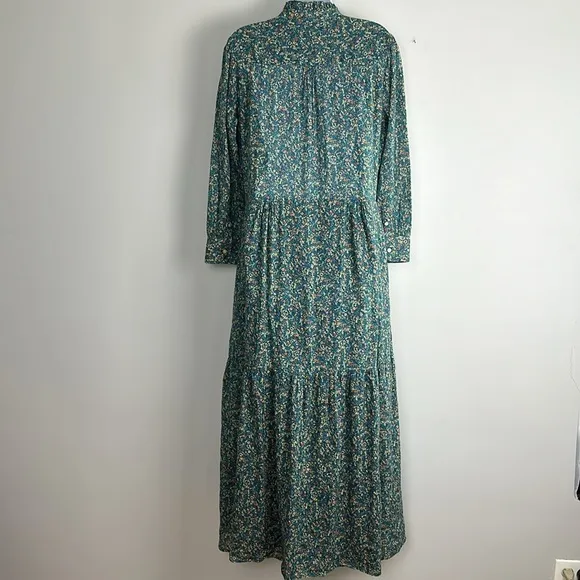 Trovata Birds of Paradis Tiered Maxi Pairie Dress SM Ramie Cotton Luxury Modest