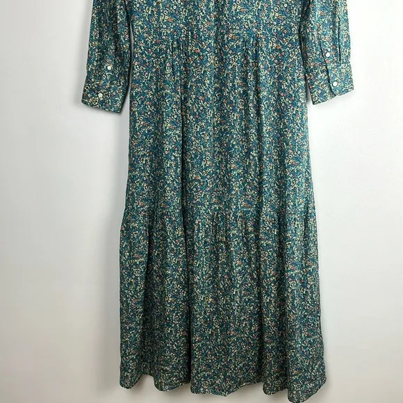 Trovata Birds of Paradis Tiered Maxi Pairie Dress SM Ramie Cotton Luxury Modest