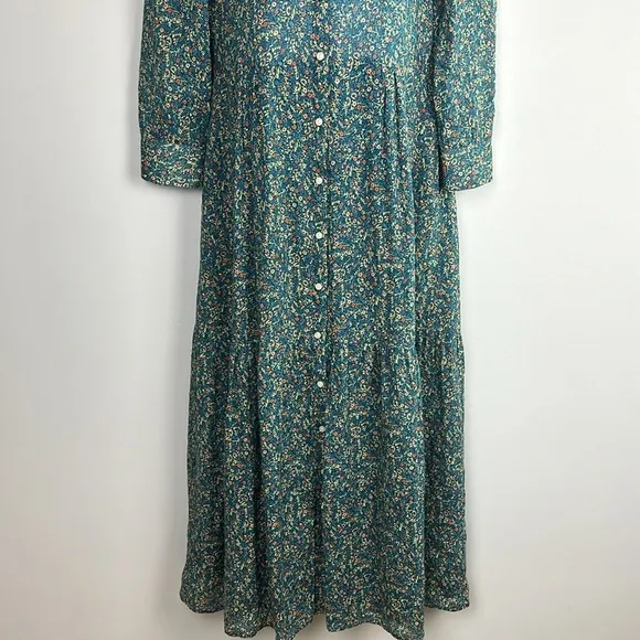 Trovata Birds of Paradis Tiered Maxi Pairie Dress SM Ramie Cotton Luxury Modest