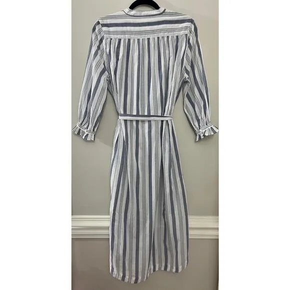Trovata Birds of Paradise Coastal Minimalist Lagenlook Pocket Midi Shirt Dress S