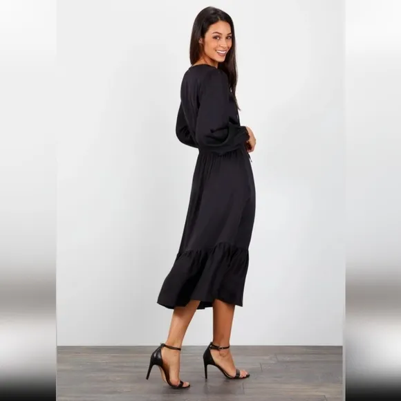Tucker purple plum Juliette mini dot silk tie neck tiered midi  dress