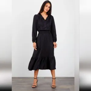 Tucker purple plum Juliette mini dot silk tie neck tiered midi  dress