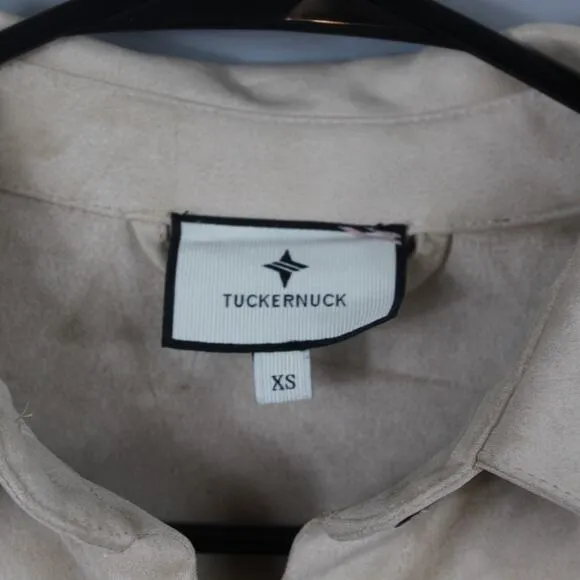 Tuckernuck Dress XS Bone Suede Aster Midi Shirtdres Minimalist Quiet Luxury Work