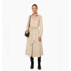 Tuckernuck Dress XS Bone Suede Aster Midi Shirtdres Minimalist Quiet Luxury Work