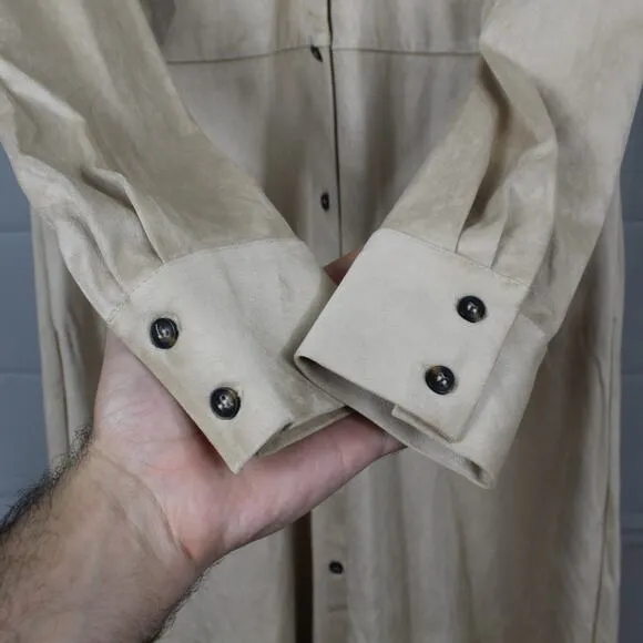Tuckernuck Dress XS Bone Suede Aster Midi Shirtdres Minimalist Quiet Luxury Work