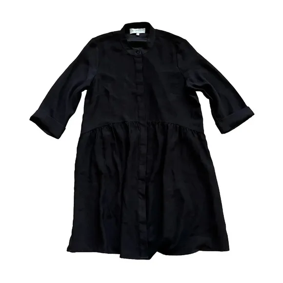 TUCKERNUCK HIDDEN BUTTON DOWN BLACK DRESS SIZE LARGE LAGENLOOK MINIMALIST