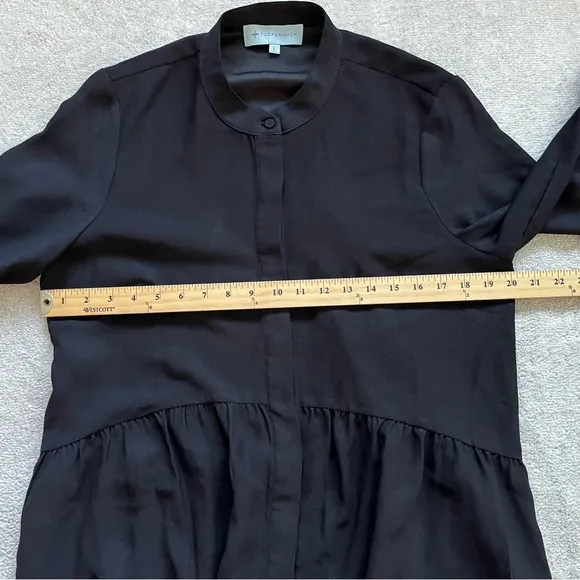 TUCKERNUCK HIDDEN BUTTON DOWN BLACK DRESS SIZE LARGE LAGENLOOK MINIMALIST