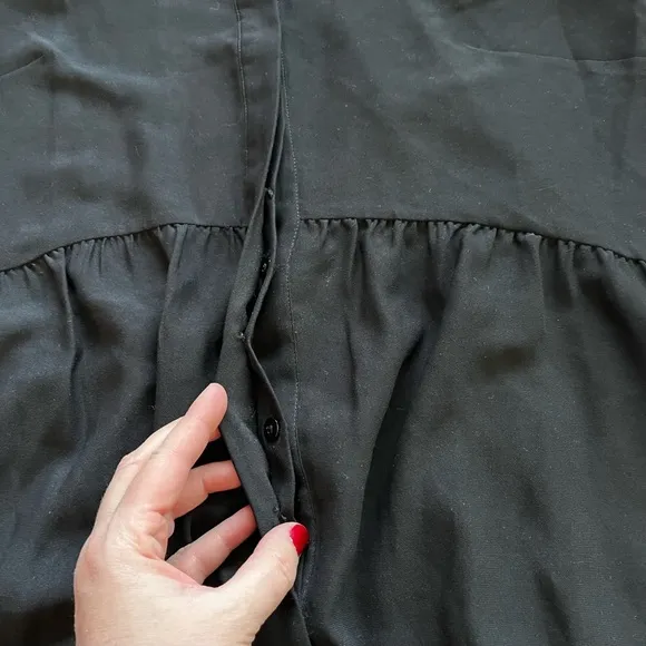 TUCKERNUCK HIDDEN BUTTON DOWN BLACK DRESS SIZE LARGE LAGENLOOK MINIMALIST