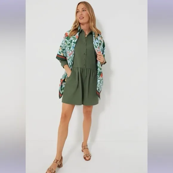 Tuckernuck Jade Green Stretch Twill Hayes Dress Medium NWOT