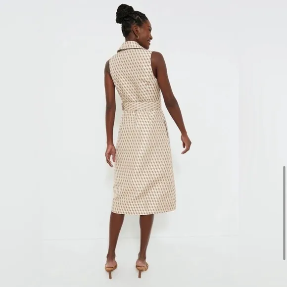 TUCKERNUCK Ocean Spray Sleeveless Cheyenne Dress Tan/Blue Size X-Small