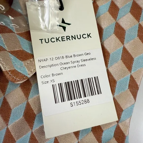 TUCKERNUCK Ocean Spray Sleeveless Cheyenne Dress Tan/Blue Size X-Small