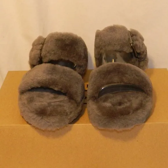 UGG $100 1104662 Women's Fuzz Yeah Charcoal Slippers SZ 10 NIB  !