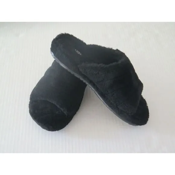 UGG 1117473 Men's Sz 10 Black Soft Fluff You Slide Slip on Casual Slippers