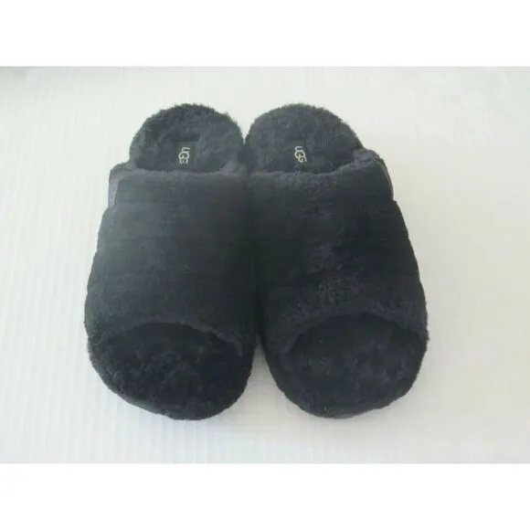 UGG 1117473 Men's Sz 10 Black Soft Fluff You Slide Slip on Casual Slippers