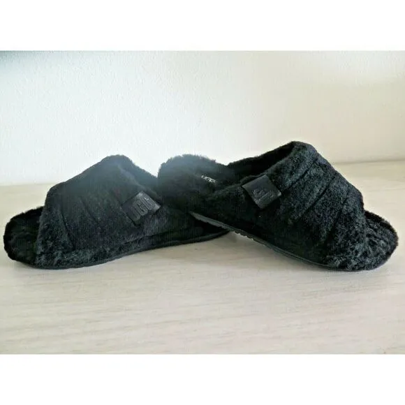 UGG 1117473 Men's Sz 10 Black Soft Fluff You Slide Slip on Casual Slippers