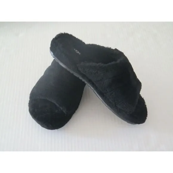 UGG 1117473 Men's Sz 10 Black Soft Fluff You Slide Slip on Casual Slippers