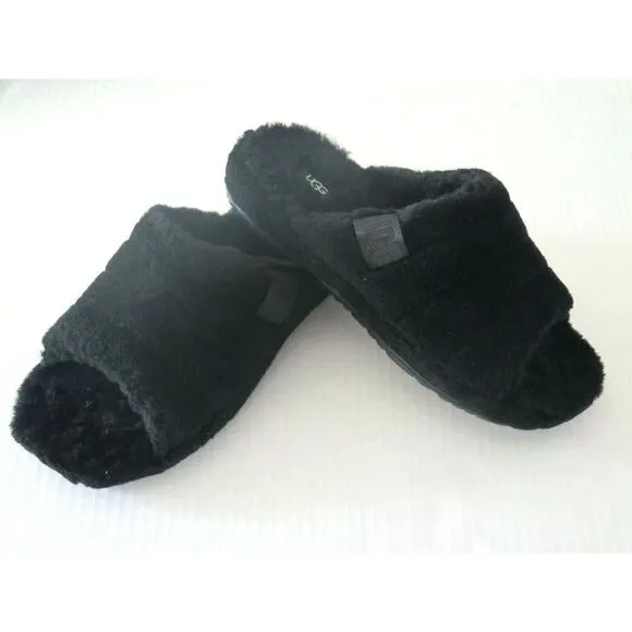 UGG 1117473 Men's Sz 10 Black Soft Fluff You Slide Slip on Casual Slippers