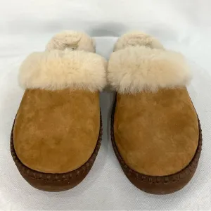 UGG Aira Suede Slippers Sz 10 Chestnut Shearling Hard Sole Slide Mule