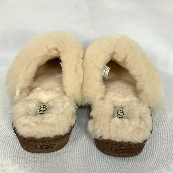 UGG Aira Suede Slippers Sz 10 Chestnut Shearling Hard Sole Slide Mule