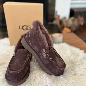 UGG Ansley Parc Sz 7 Burnt Cedar 🔥 Brown Suede Fur Slipper Boots  FREE ♠️ GIFT 🎁