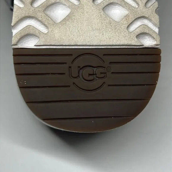 Ugg Ardyne Silver Platform Wedge Slide Leather Slippers  Women’s US 5.5