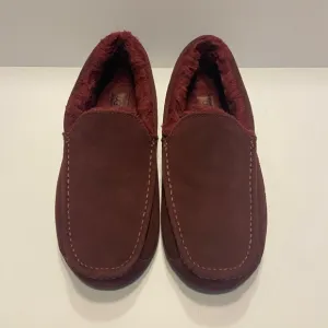UGG Ascot Maroon Red Suede Fur Slippers Mens Size 12