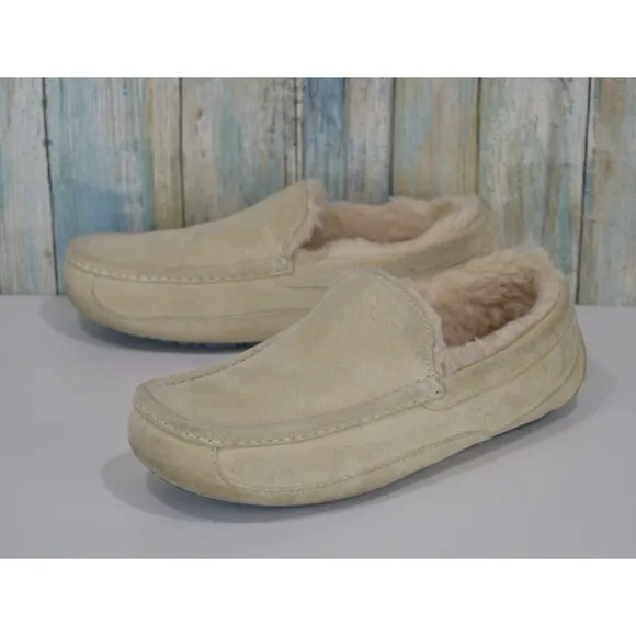 UGG Australia Ascot Men's Size 9 Suede Shearling Slippers 5775 Loafers Moccasins