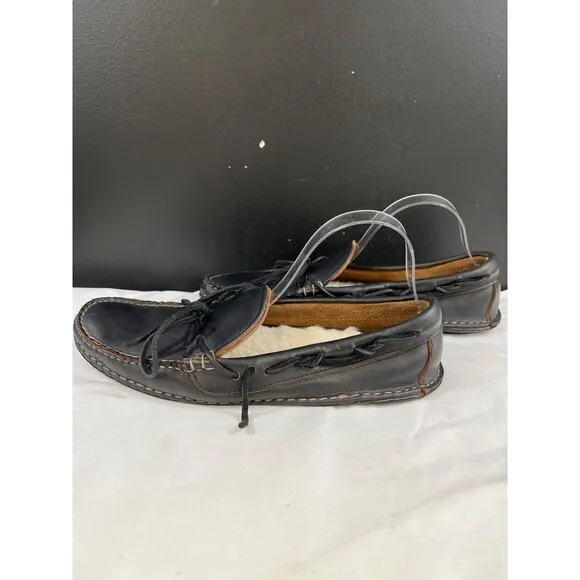 Ugg Australia Men's Black Leather Slippers Size 11 SKU 6212