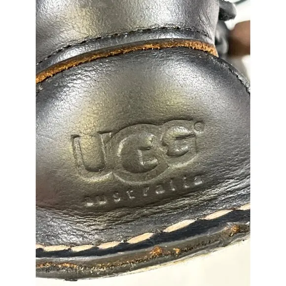 Ugg Australia Men's Black Leather Slippers Size 11 SKU 6212