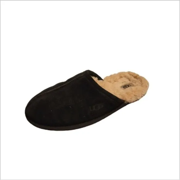 Ugg Australia Mens Slippers Black 9 Scuff  Shoes Fur AUTHENTIC