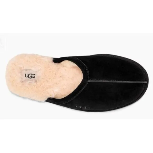 Ugg Australia Mens Slippers Black 9 Scuff  Shoes Fur AUTHENTIC