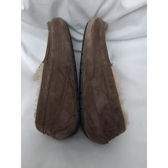 UGG Australia Slip On Moccasin Slippers Men’s Sz 10 Brown Fur Lined