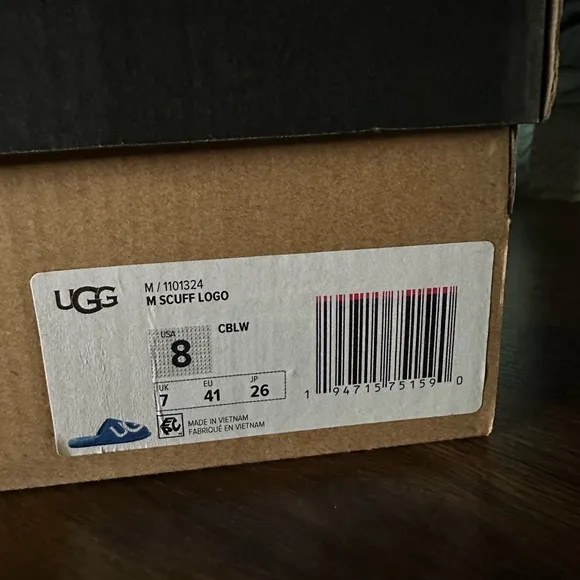 UGG Blue/white Men's Suede Scuff Logo Slippers