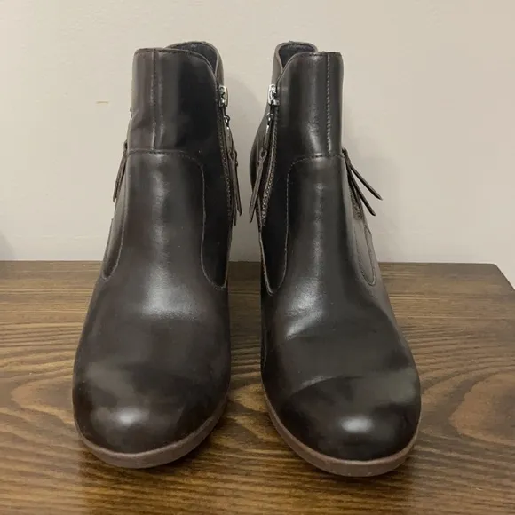 UGG Brown Lodge Meredith Shearling Lined Wedge Ankle Boots Size 10