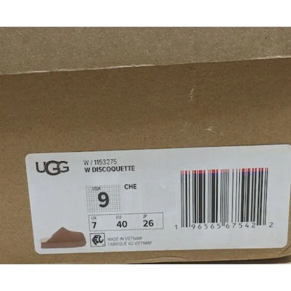 UGG Chestnut Brown Discoquette Platform Suede Slide Slippers Women's Size 9 NIB