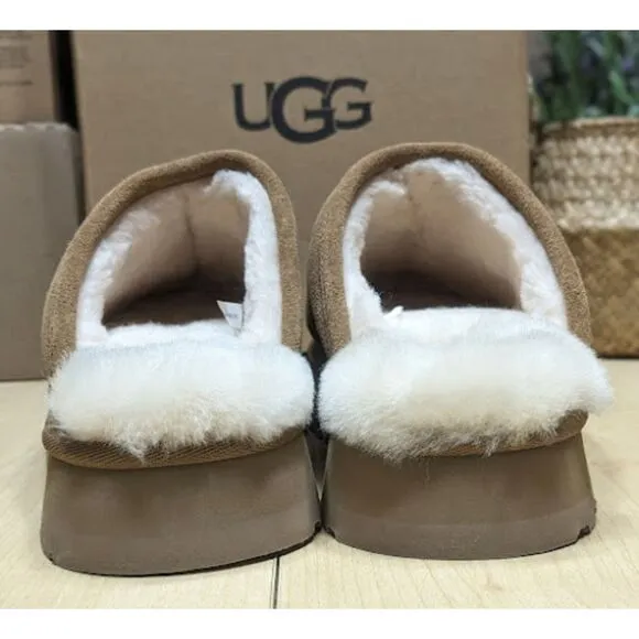UGG Chestnut Brown Discoquette Platform Suede Slide Slippers Women's Size 9 NIB