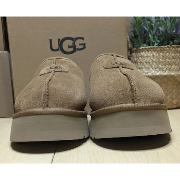 UGG Chestnut Brown Discoquette Platform Suede Slide Slippers Women's Size 9 NIB