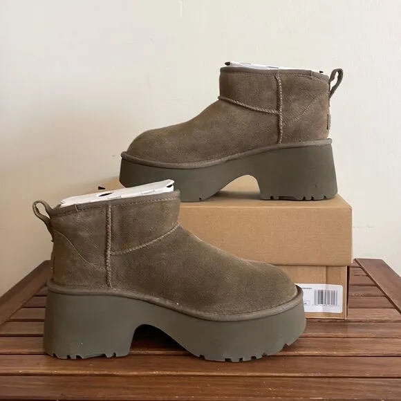 UGG Classic Ultra Mini New Heights Boots Hickory Women Size 9