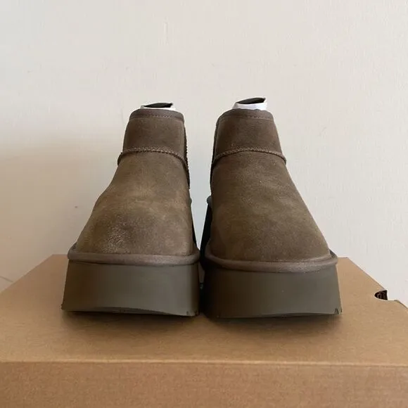 UGG Classic Ultra Mini New Heights Boots Hickory Women Size 9
