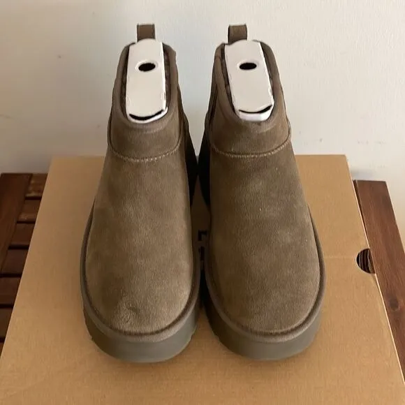 UGG Classic Ultra Mini New Heights Boots Hickory Women Size 9