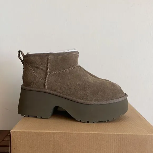 UGG Classic Ultra Mini New Heights Boots Hickory Women Size 9