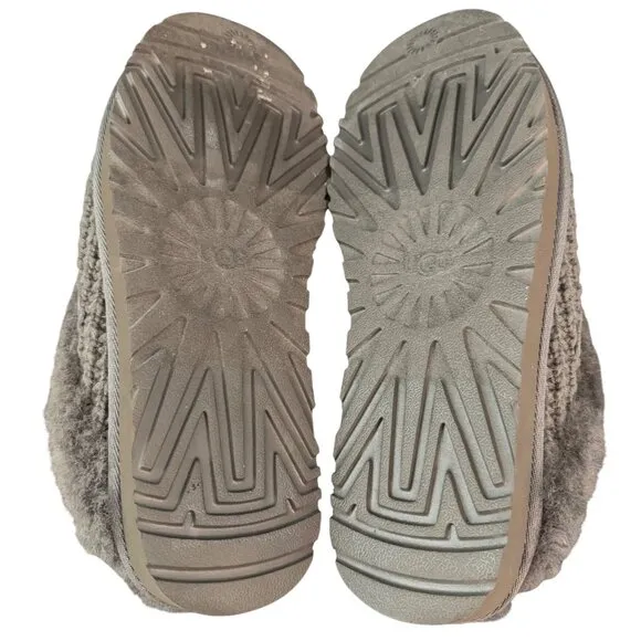 UGG Cluggette Knit Women's Cozy Slippers Charcoal Faux Fur, Size 10 Worn Once