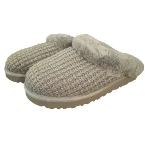 UGG Cluggette Knit Women's Cozy Slippers Charcoal Faux Fur, Size 10 Worn Once