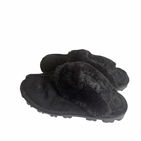 UGG Coquette Slipper 5125 Black Fur-Lined Slippers Size 9