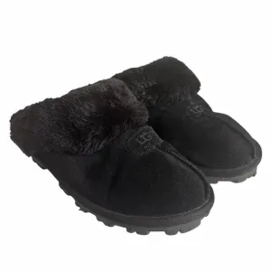 UGG Coquette Slipper 5125 Black Fur-Lined Slippers Size 9